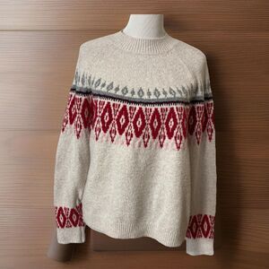 Vintage Nordic Patter Est 1990 Lucky Brand Soft Knit Sweater Top Sz XL Colorful
